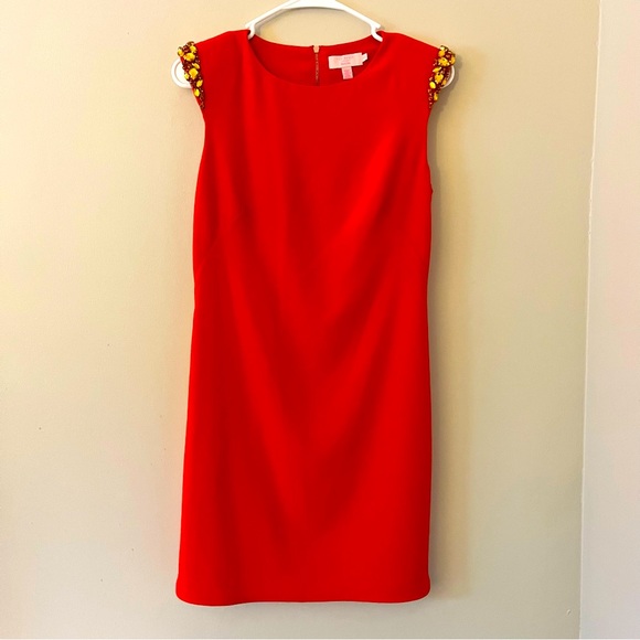 Ted Baker London Dresses & Skirts - Ted Baker London Red Embellished Sleeveless Fitted Reevah Dress TB Size 1 (US 4)